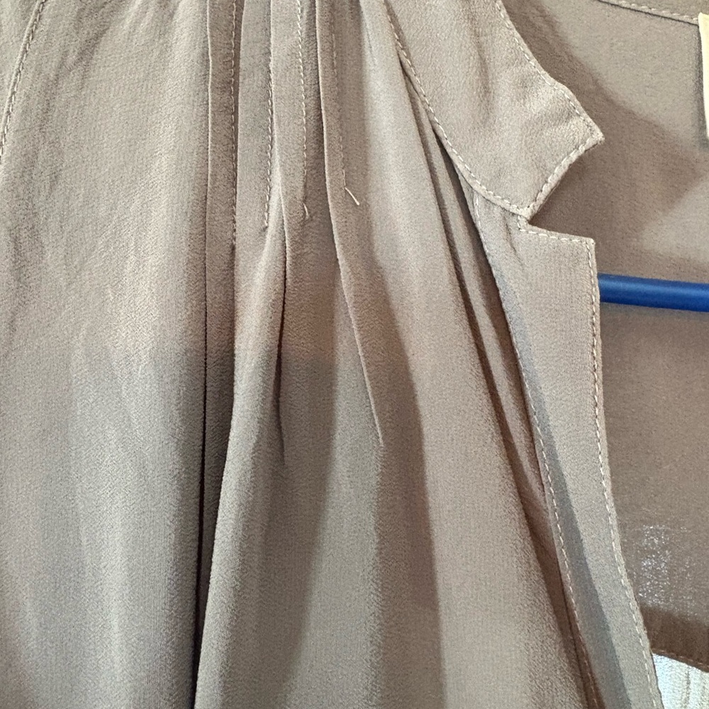Maeve Light Gray Button Down Shirt 100% silk - Picture 2 of 7